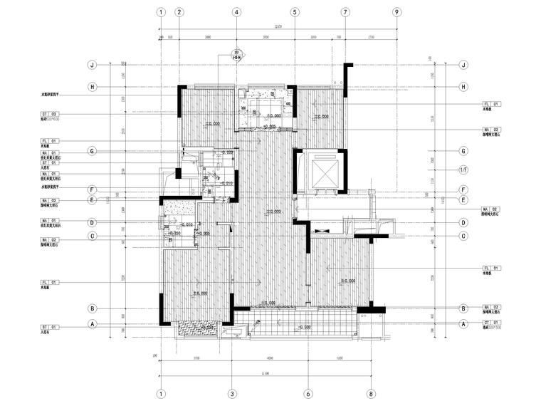 [宁波]111㎡现代三居室家装装修设计施工图-地面铺装图