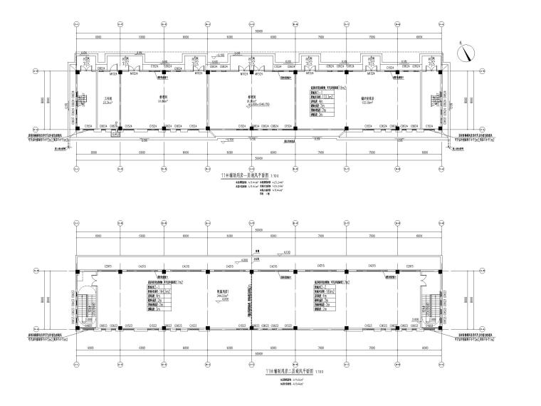 [贵州]饲料生产加工厂房暖通施工图2019-11#辅助用房通风平面图