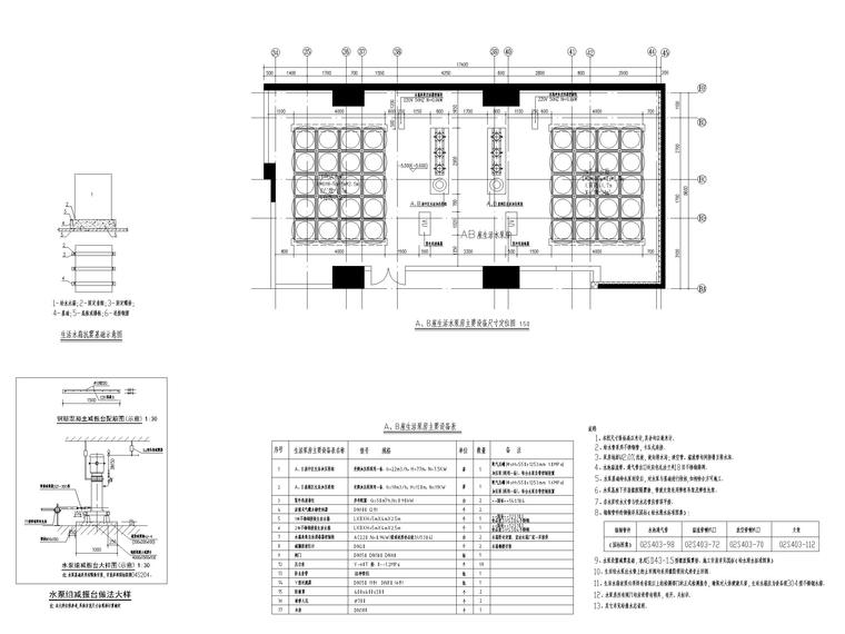 [广州]人民医院扩建给排水施工图_回迁楼-A、B座生活泵房大样图（二）