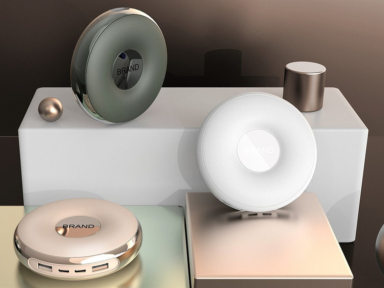 针对年轻人群设计的一款桌面充电器,中间凹陷用于放置u盘与sd卡小型