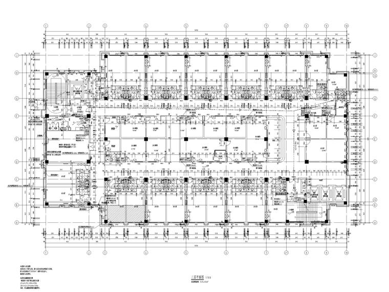 高层框架结构中医院后勤保障楼建施图纸2019-二层平面图