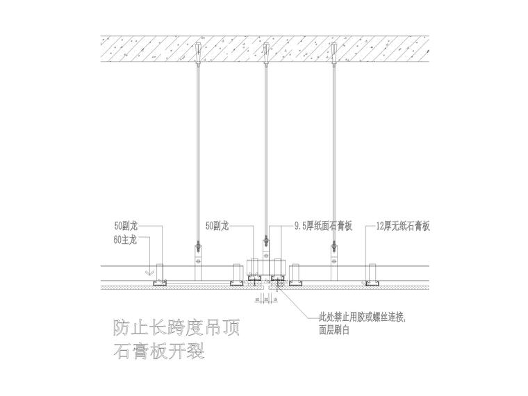 石膏板吊顶伸缩缝节点详图