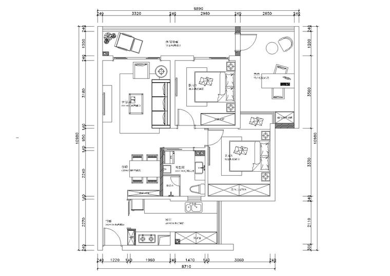 人字顶阁楼设计施工图资料下载-[浙江]杭州现代双层阁楼四居室施设计施工图