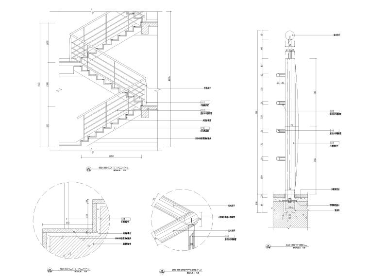 不锈钢楼梯扶手标准图集资料下载-不锈钢材质楼梯扶手,踢脚,消火栓等节点详图