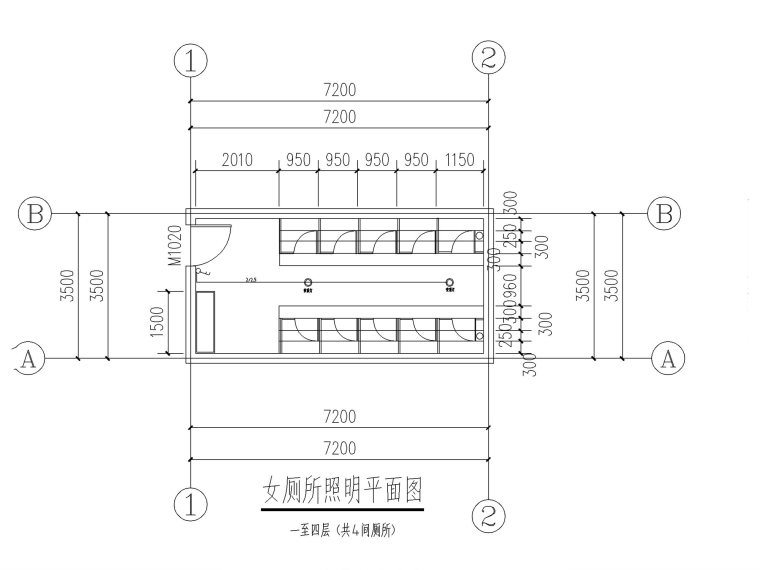 卫生间改水电图纸资料下载-某教学楼内办公室改卫生间水电图纸