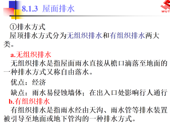 房屋建筑屋頂防水及常用的保溫隔熱構(gòu)造做法-排水方式