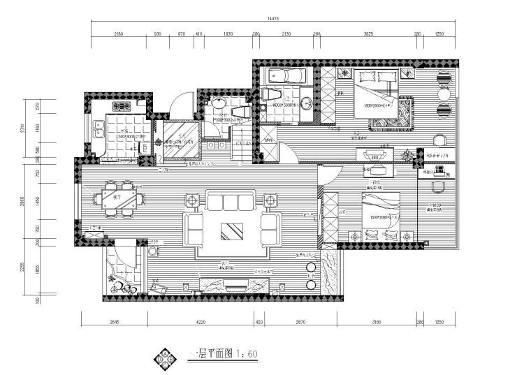 2层现代建筑施工图资料下载-[辽宁]沈阳现代二层三居室住宅设计施工图