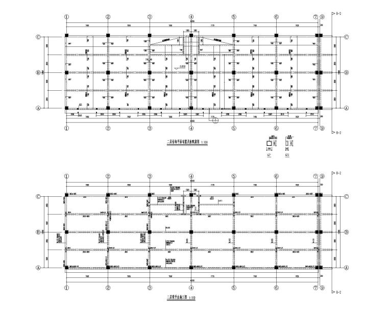 二层框架结构cad资料下载-二层混凝土加工生产基地框架结构施工图CAD