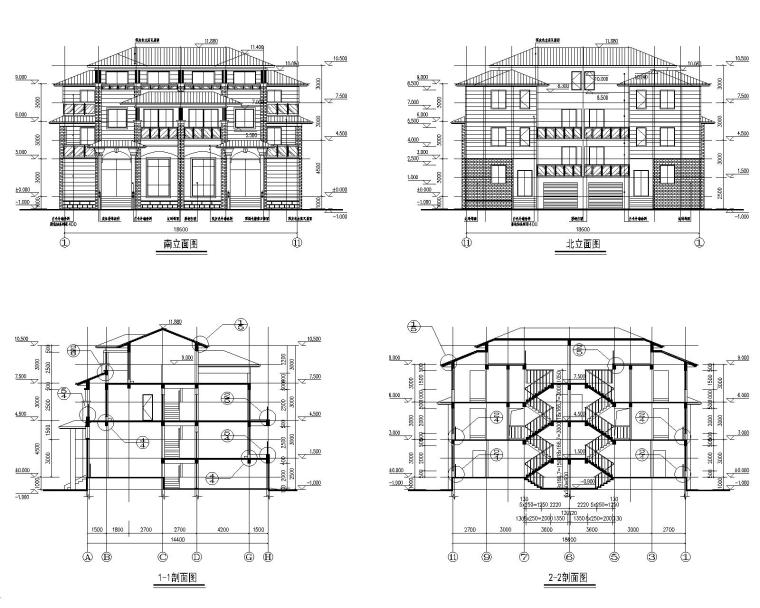 四层坡屋顶施工图资料下载-四层坡屋顶豪华别墅结构施工图CAD含建筑图