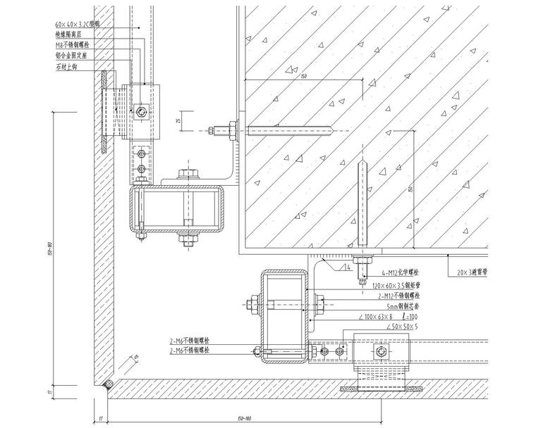 预埋法cad图纸资料下载-六种预埋化学螺栓件节点大样图集CAD