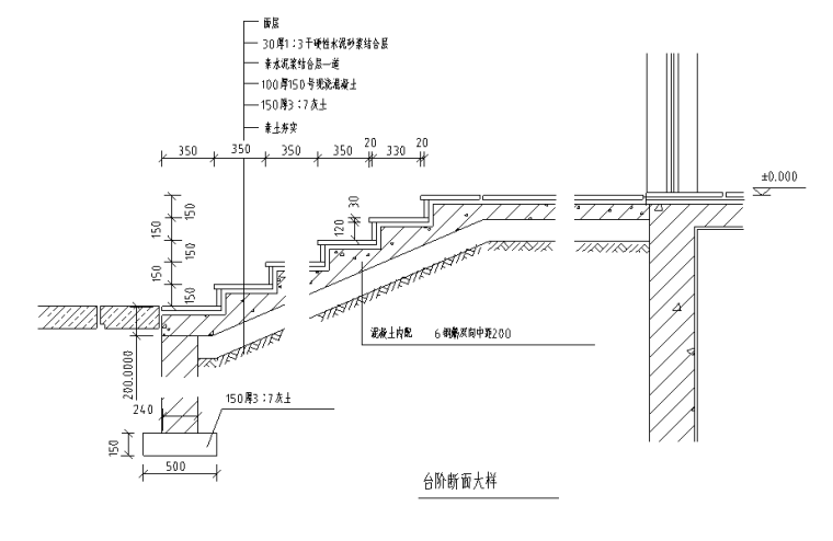 环山台阶cad施工图资料下载-台阶坡道详图CAD