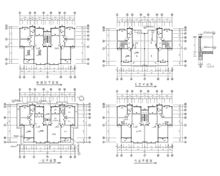 住宅建筑结构施工图cad资料下载-某七层砖混住宅建筑结构施工图CAD含水电图