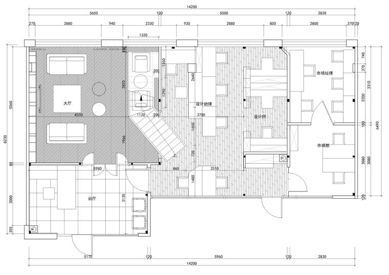 羁押室室内装修施工图资料下载-[上海]280㎡复式办公室室内装修设计施工图