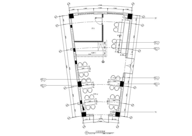 餐饮店cad施工图资料下载-[深圳]福田小扇形空间餐饮店装修设计施工图
