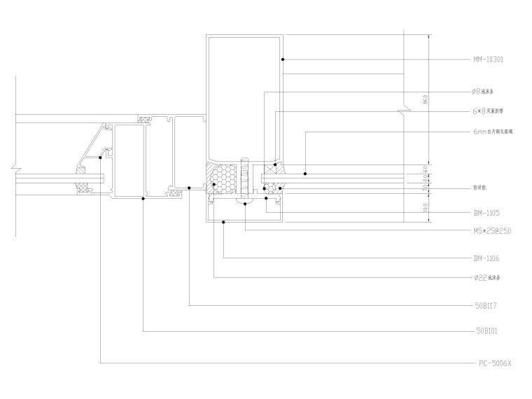 91套明框玻璃幕墙​节点大样详图-玻璃排窗节点图