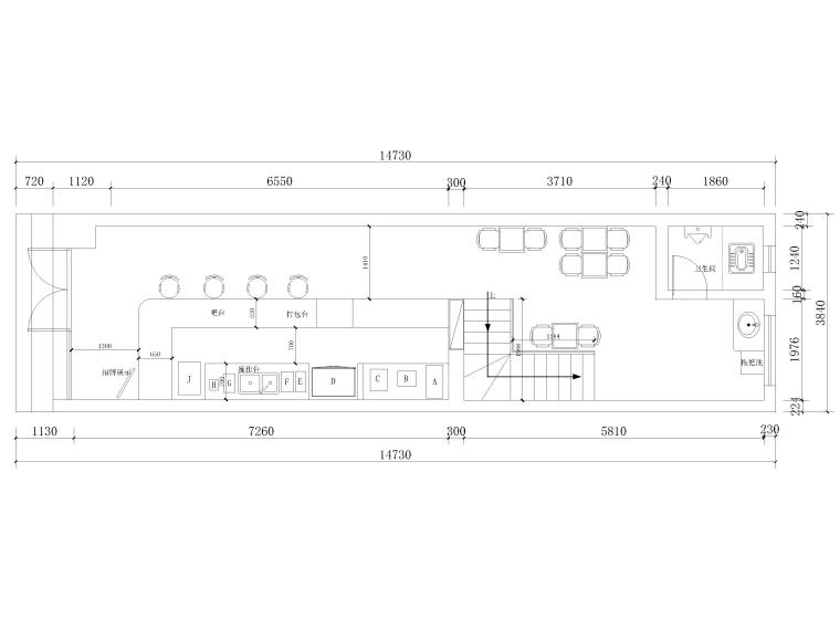 奶茶店室内CAD施工图资料下载-[北京]45㎡一点点奶茶店室内装修设计施工图