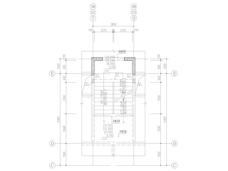 [贵州]6层框支剪力墙结构安置房结施图2017-楼梯平面图