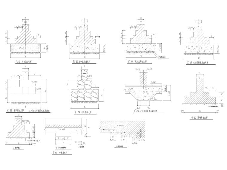 200条形基础钢筋大样图资料下载-条形基础节点大样图（CAD）