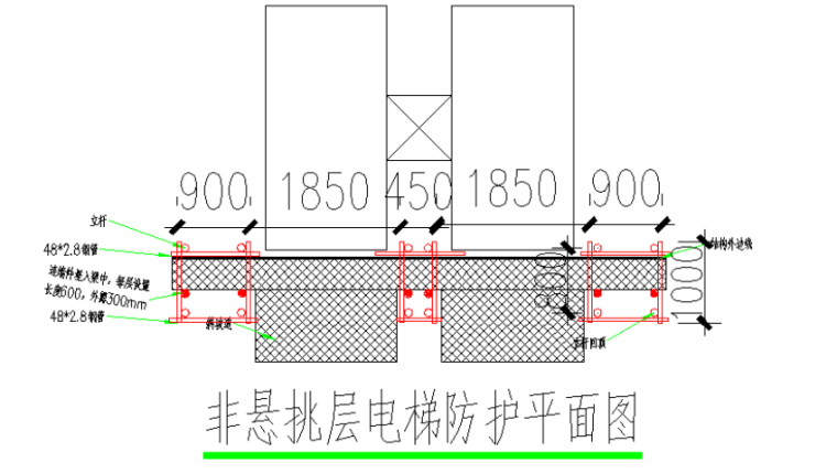 高层建筑施工电梯防护架安全专项施工方案-03 非悬挑层电梯防护平面图