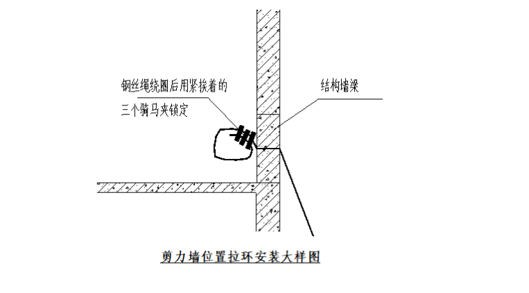 超高层悬挑式水平防护棚安全专项施工方案-06 剪力墙位置拉环安装大样图