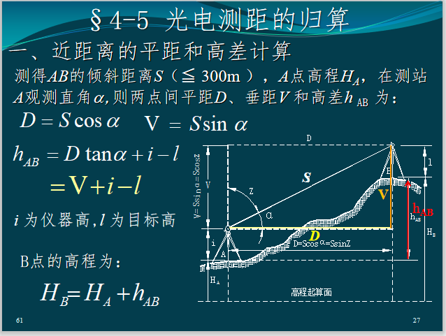 土木工程测量讲义4距离测量-光电测距的归算