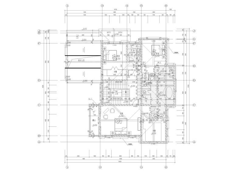 ​[四川]533㎡二层四居别墅建筑设计施工图-二层平面图