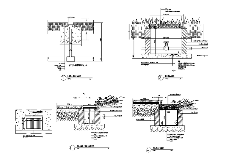 广场停车绿化景观工程图纸清单勘察招标2020-景观水基础安装示意图