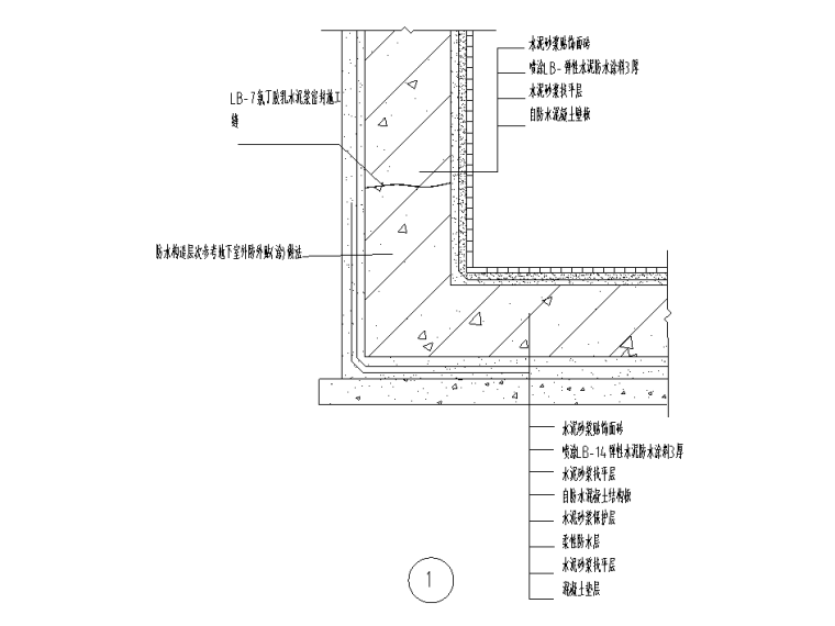 各式水池防水构造大样图CAD-全埋式食用水池双面防水构造图