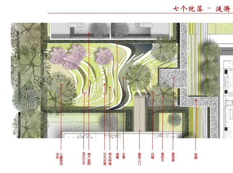 新中式小区景观方案资料下载-[北京]新中式风小区游园景观方案设计