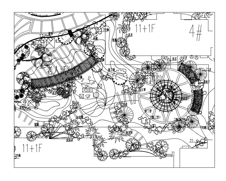 江西红谷滩国际花园景观施工图 含方案文本-听涛院绿化平面图