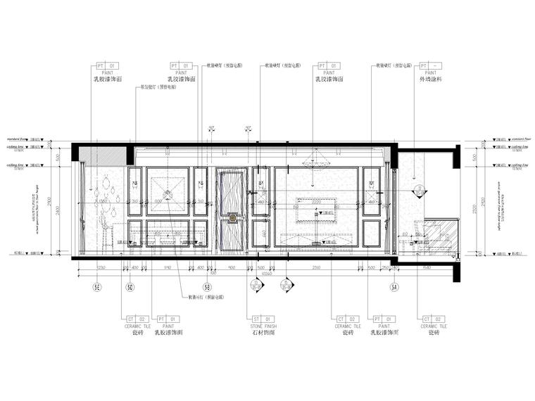 [海南]三亚80㎡现代三居室家装样板间施工图-客餐厅立面图2