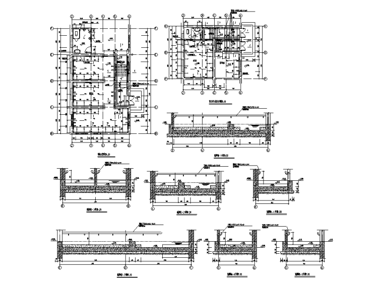 各式水池防水构造大样图CAD-洗脚池节点详图