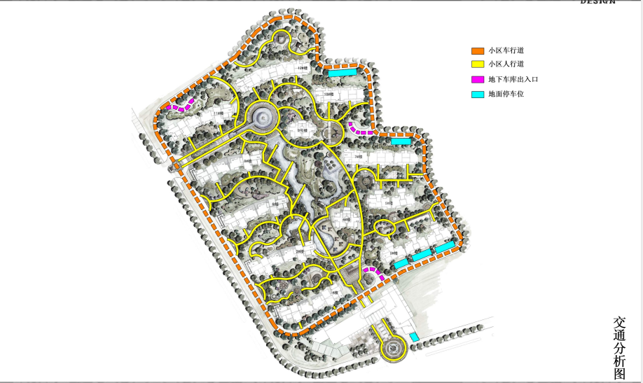 [安徽]滁州市水岸帝景小区景观设计方案    交通分析图