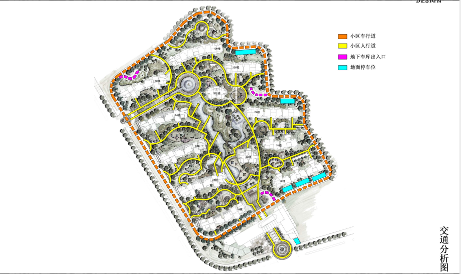 居住区道路交通分析图图片