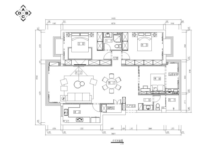 住宅设计家具尺寸资料下载-[浙江]杭州现代二居室家装住宅设计施工图