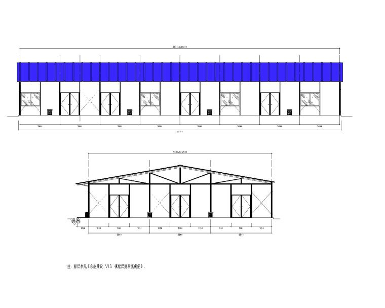 工地全套临时设施CAD施工图-工人生活区食堂立面图