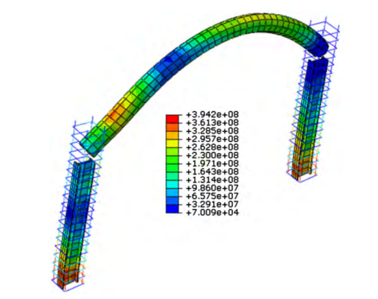滞回性能的有限元分析资料下载-钢管混凝土拱柱结构抗震性能试验有限元分析