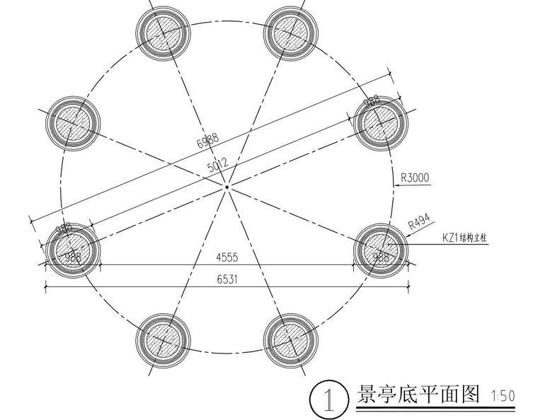 立面改造真石漆资料下载-知名企业八柱穹顶亭详图-真石漆饰面