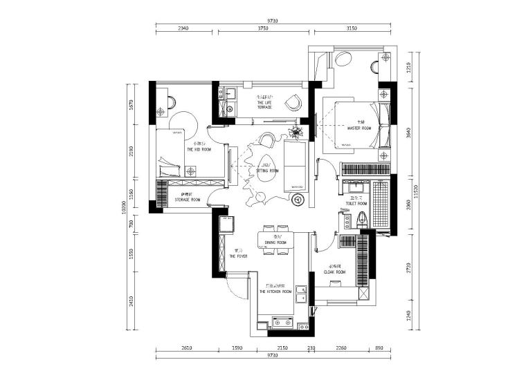 [福建]厦门简约二居室住宅施工图_附效果图-平面布置图67