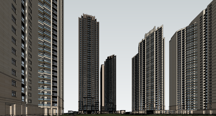 住宅高层建筑CAD资料下载-深圳新古典住宅高层建筑模型设计