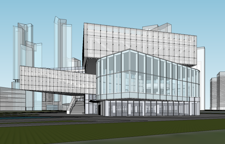 国学体验馆建筑设计资料下载-深港国际中心体验馆售楼处建筑模型设计