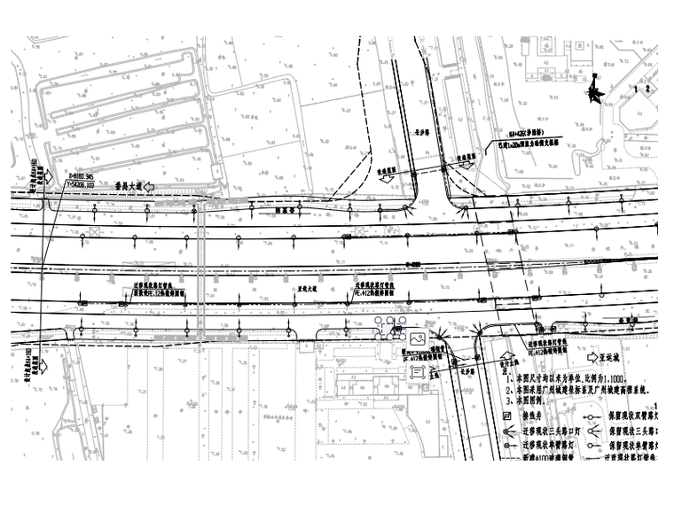 [广州]城市主干道照明工程初步设计图-道路照明平面图