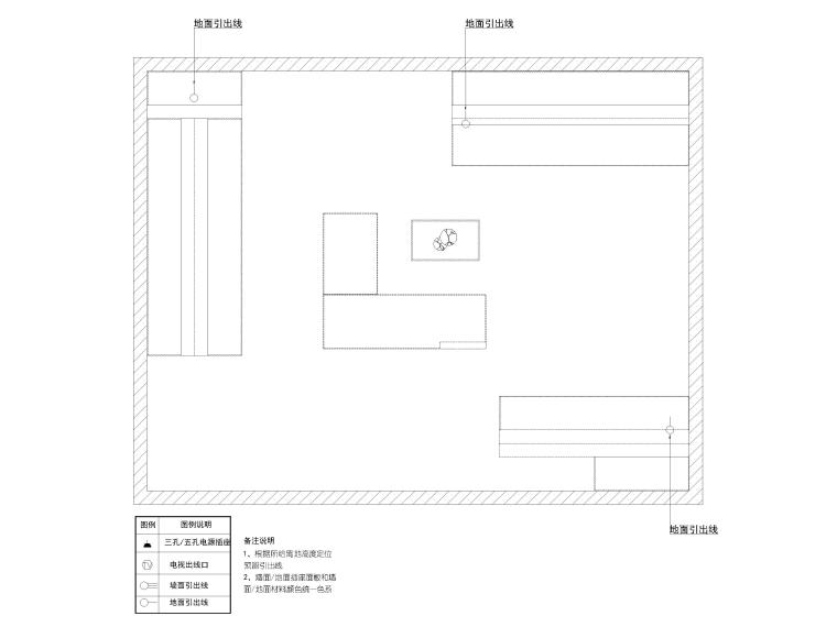 [安徽]50㎡无包柱家电展厅室内装修施工图-插座布置图