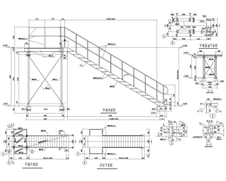 钢结构室外楼梯建筑图资料下载-三类钢结构楼梯结构施工图CAD