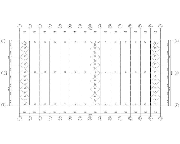 大型厂房厂房建筑图cad资料下载-双跨48m钢结构厂房施工图CAD