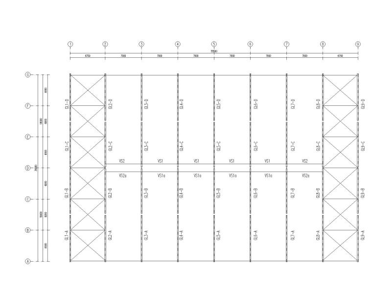 钢结构墙面拉条布置图资料下载-55×36米钢结构厂房初设方案施工图CAD