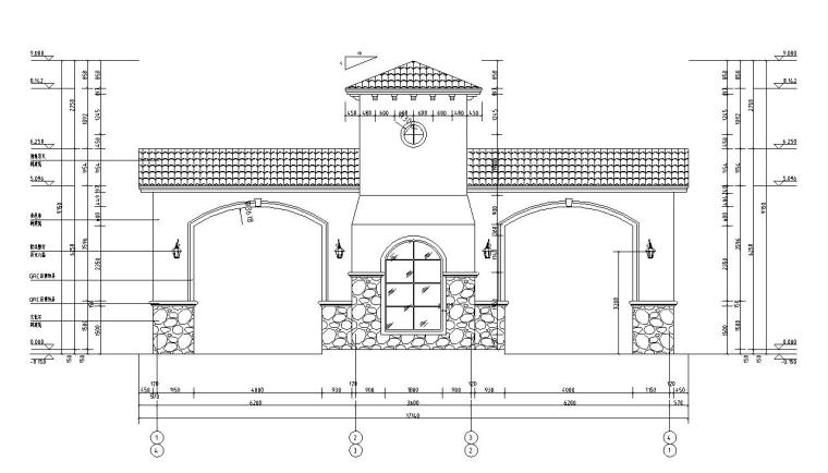 楼梯CAD建筑图资料下载-某小区大门混凝土结构施工图CAD含建筑图