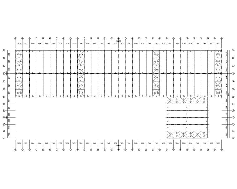 cad门建筑素材资料下载-L型布置钢结构门刚厂房初设施工图CAD