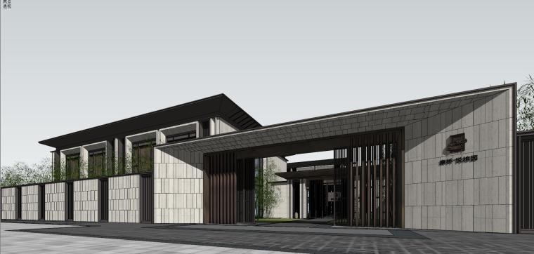 江南中式别墅住宅模型资料下载-河南中式风格示范区建筑模型设计