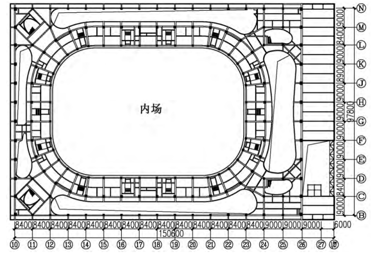 体育馆比赛馆结构设计与分析-3 层结构平面图